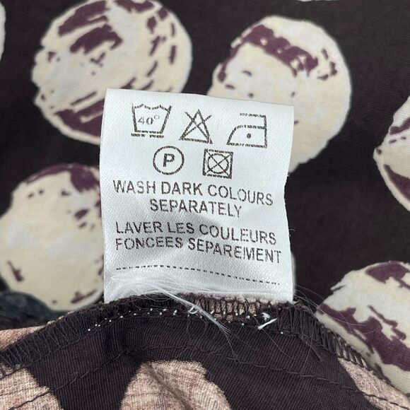 Brown A Line Skirt Nougat Sz 14 Short Geometric Circle Pattern Lightweight - Picture 8 of 8